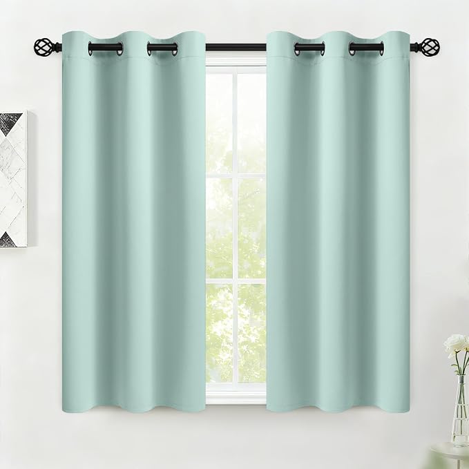 COSVIYA Grommet Room Darkening Aqua Curtains 45 inch Length by COSVIYA