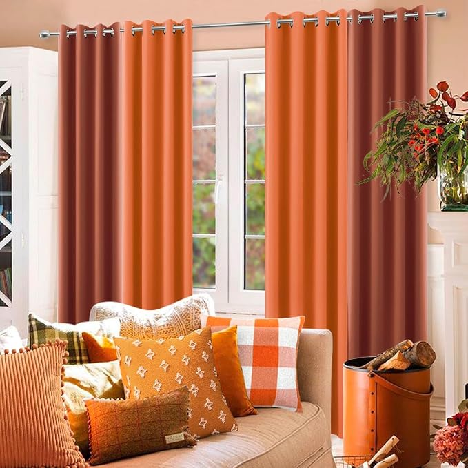 KOUFALL Orange Fall Curtains for Living Room, Halloween Curtain 84 Inch Length - Image 4