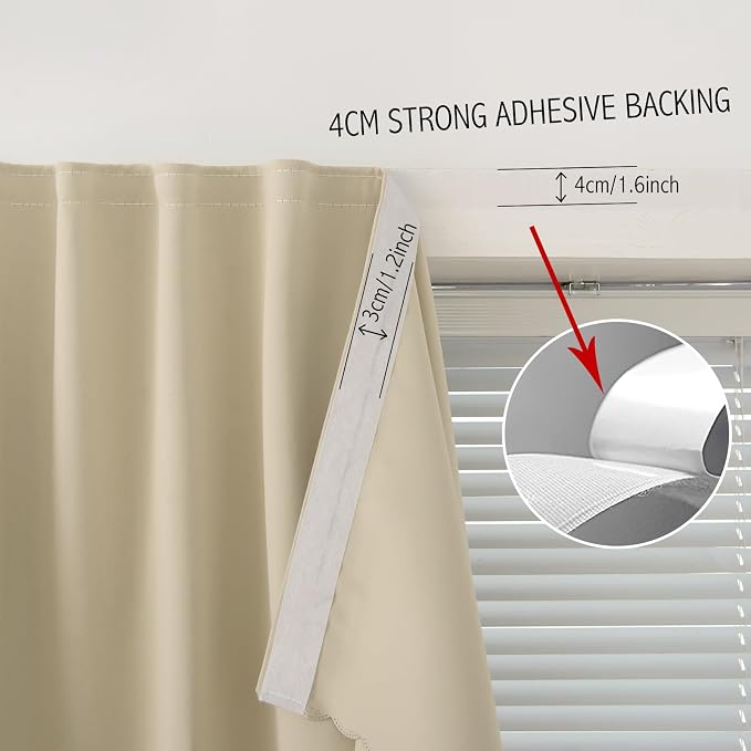 Portable Light Blocking Curtains Self Stick Design Removable Adhesive Window - Image 7