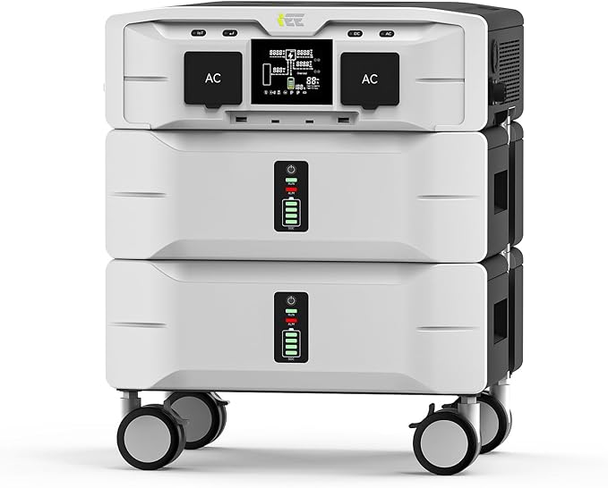 IEE SP5000 Portable Power Station, 5120Wh LiFePO4 Battery, 5000W Output (9000W Surge), 120V/240V Dual Voltage, Expandable to 10kWh, Home Transfer Switch Ready for Emergency Power Outages