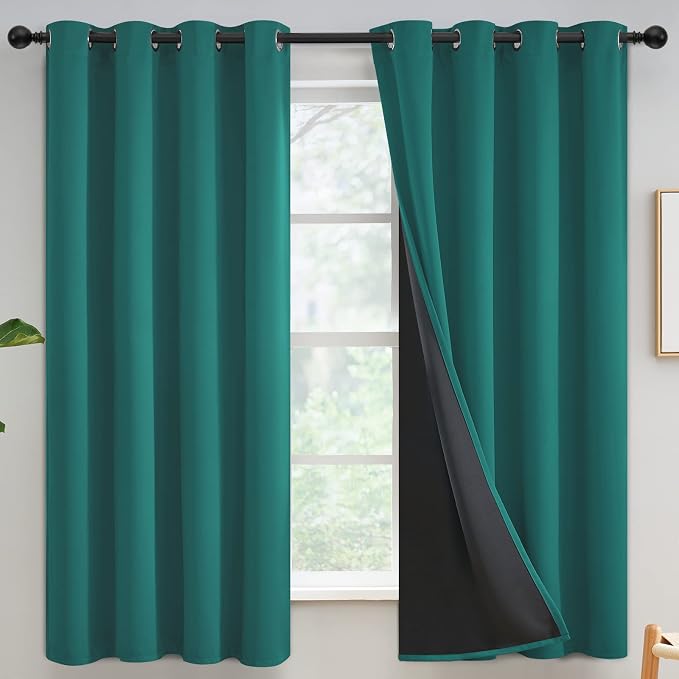 Yakamok Teal Blackout Curtains 63 inches Long by Yakamok