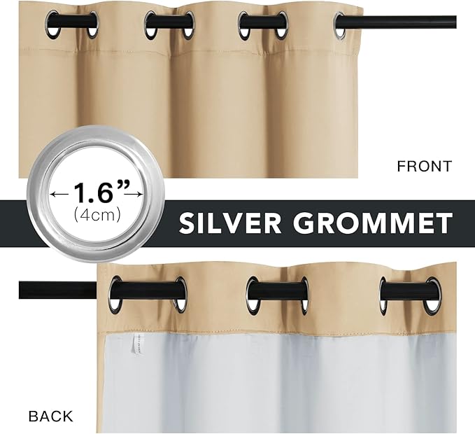 RYB HOME Dustproof Curtains for Large Window, Soundproof Thermal Insulated Blackout Curtains for Sliding Glass Door Furance Office Dorm Bedroom Living Room, Biscotti Beige, W62 x L84 inch, 2 Panels