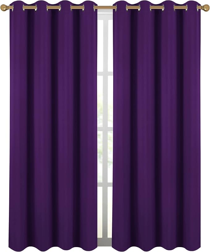 Diraysid Purple Grommet Blackout Curtains - Image 2