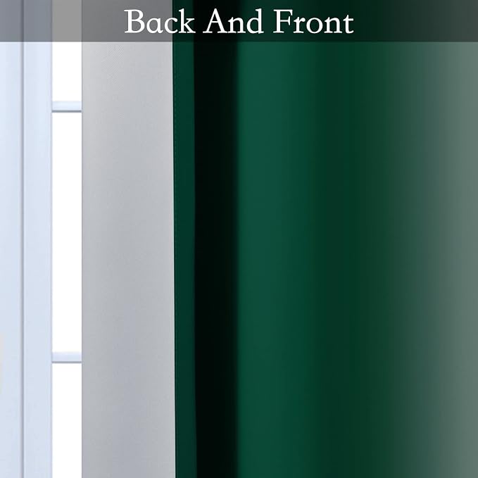 SimpleHome Ombre Dark Green to Grey White Curtains - Image 6