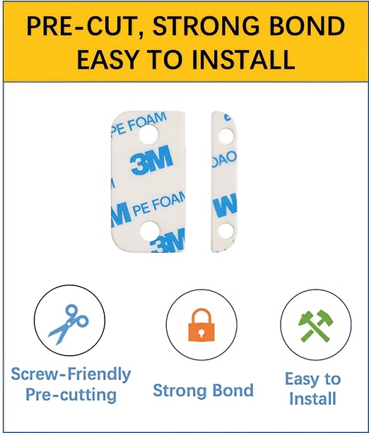 Adhesive Replacement Strips for Ring Contact Sensor 2nd Gen - Pre-Cut Double-Sided Tape 12-Pack (12Sensor&12Magnet Pads), No Cutting Needed, Secure Mounting for Door/Window Alarm Systems (6 Pack)