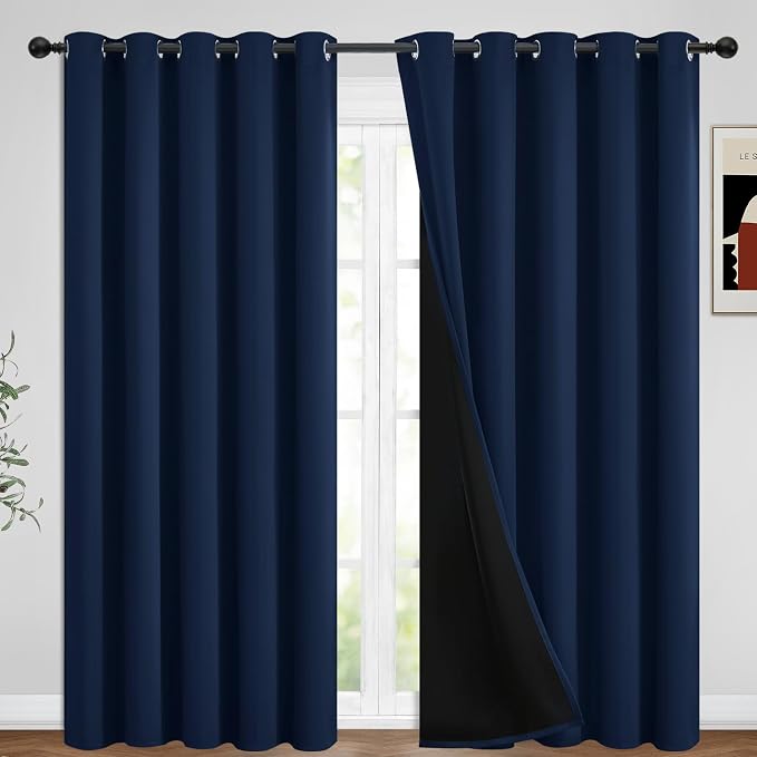 Yakamok Navy Blue Blackout Curtains 96 inches Long by Yakamok