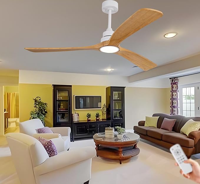 Gaizw Ceiling Fans with Lights and Remote Control, 60 Inch Ceiling Fan with Light, 2 Downrods 3 Blades Celing Light,6 Speeds Reversible Quiet DC Motor Indoor Outdoor Fan