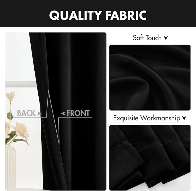 MIULEE Black Blackout Curtains 4 Panels Set 72 Inch Length Bedroom | Thermal - Image 8