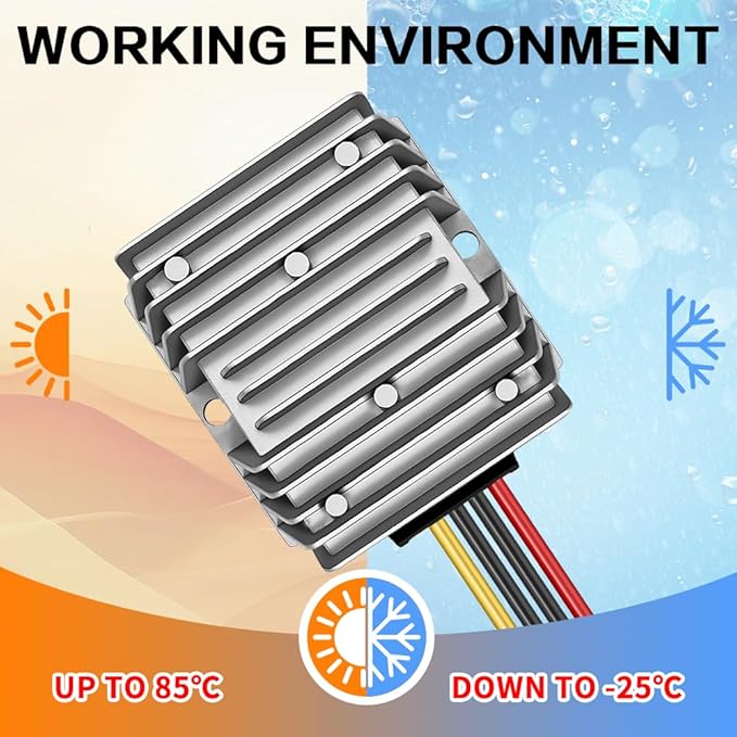DC 36V/48V Step Down to 24V 20A 480W, DC 36V 48V Buck to 24V Voltage Regulator, IP67 Waterproof Power Supply Module Buck Transformer for Golf Cart Forklifts Car Truck Boat Vehicle