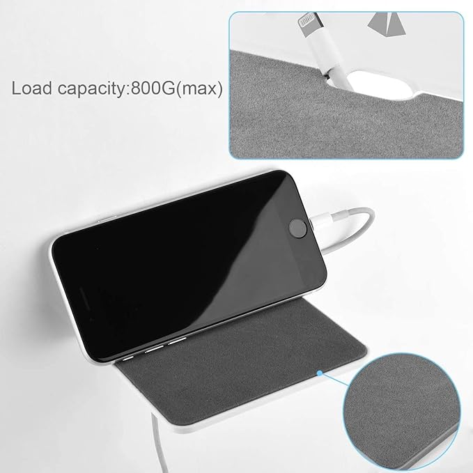 TXEsign 2-Pack 4.25" Acrylic Small Floating Shelves - Speaker Mount, Webcam, Cell Phones, Display Shelf (White, Small)