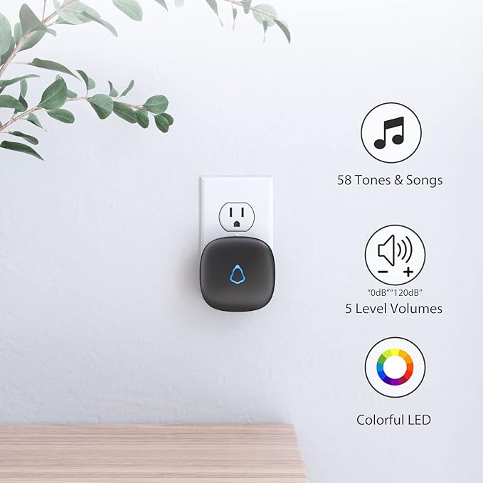 METAK Door Chime, Wireless Door Open Contact Sensor Alarm with 500 FT Range, 58 Chimes and 5 Volume Levels for Business/Store/Home/Office When Entering, 4 Transmitters + 2 Plug-in Receivers