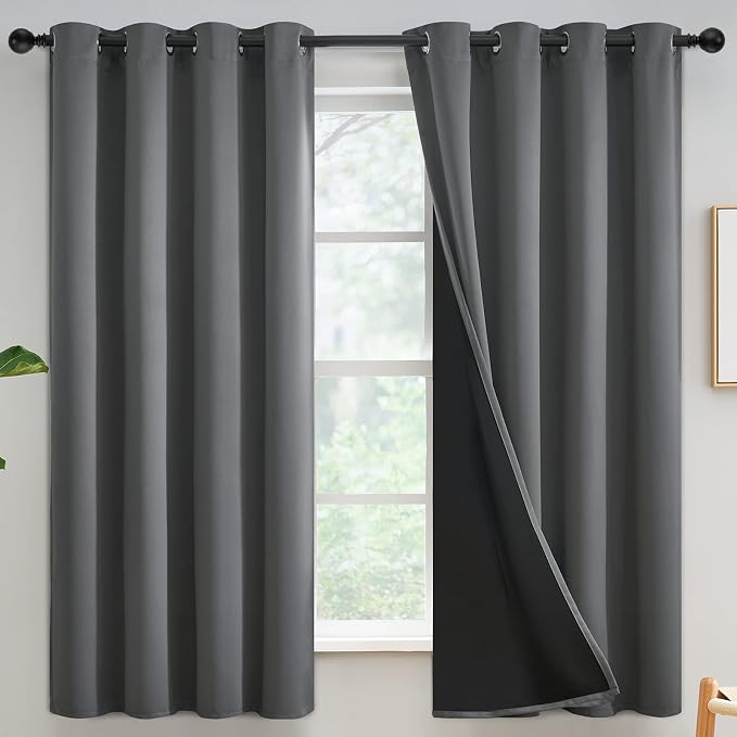Yakamok Grey Blackout Curtains 63 inches Long by Yakamok