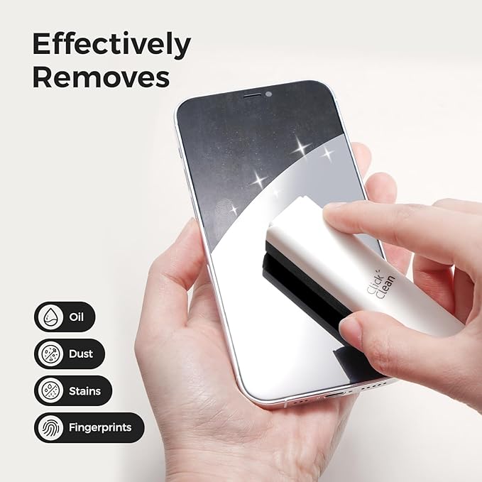 CLICK CLEAN 2Pcs Screen Cleaner, Fingerprint Proof Mist Cleaner Spray, All-in-One Cleaner with Microfiber, Shell and Phone Stand for All Phones, Laptop and Tablet Screens (Black + Grey)