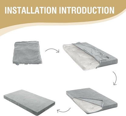 H.VERSAILTEX Twin Size Armless Futon Mattress Covers for Traditional Japanese Futon Mattress Soft Chenille Couch Slipcovers Floor Mats Sofa Protector Zippered Sleeper Sofa Cover,Dove