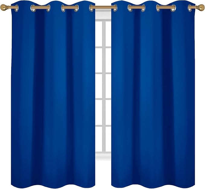 Diraysid Royal Blue Grommet Blackout Curtains - Image 2