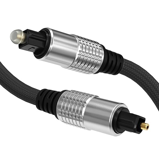 Cyberguys! Optical Audio Cable, Digital Optical Cable with Toslink Connectors, Braided Digital Audio Cables for Soundbar, TV, Receiver, Speaker, Xbox, PS5, Blu-Ray – Gold-Plated, 15ft