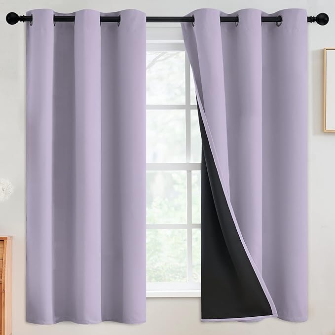 SimpleHome Lilac 100% Blackout Curtains Room Darkening Living Room 63 Inch | by SimpleHome