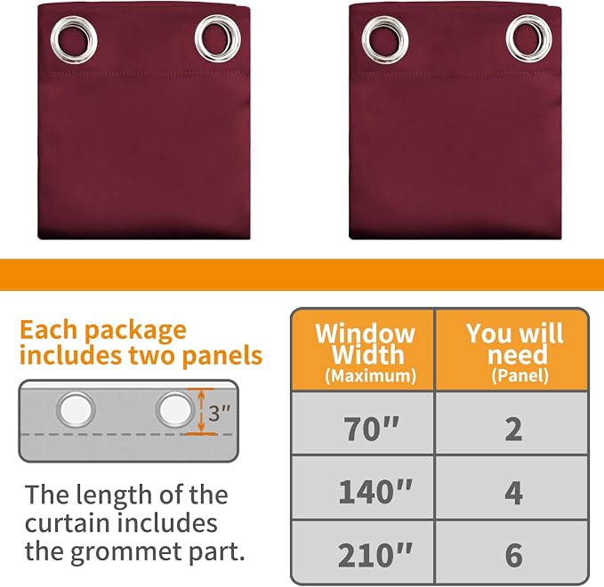 YoungsTex Burgundy 100% Blackout Curtains - Image 7