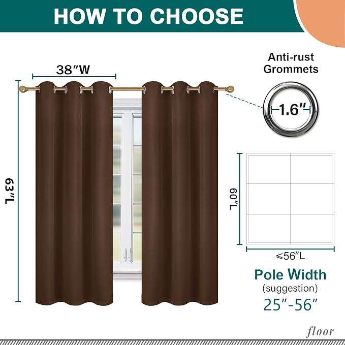 Diraysid 100% Blackout Curtains Chocolate Brown Linen Curtains - Image 3