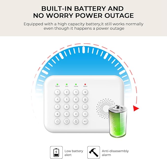 PGST Home Security Alarm System,Smart Home Alarm System with Door/Motion Sensors,GSM 4G/Tuya APP Alerts,Compatible with Alexa and Google Assiatant for Home,Villa,Kids Safety