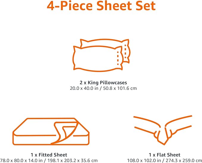 Amazon Basics Lightweight Super Soft Easy Care Microfiber 4-Piece Bed Sheet Set with 14-Inch Deep Pockets, King, Burgundy, Solid