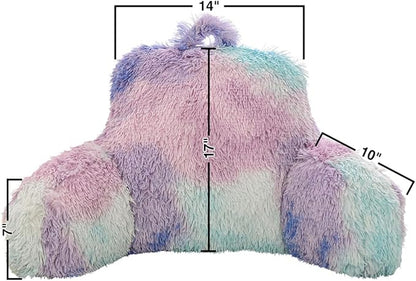 Holawakaka Reading Pillow for Sitting up in Bed Sofa Kids Teens, Backrest Pillow with Arms for Boys Girls Women Petites Pregnancy, Back Support Cushion for Couch Floor Nursery Playroom (Multi-Color)