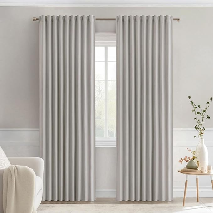 MIULEE Cobblestone Back Tab Blackout Curtains 52x72 Inches Long 2 Panel Set | by MIULEE