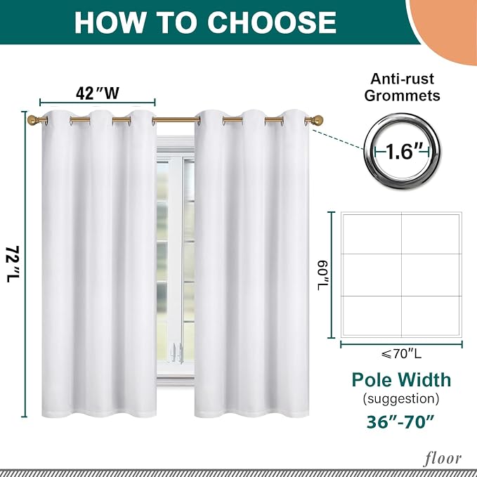 Diraysid 100% Blackout Curtains White Linen Curtains - Image 3