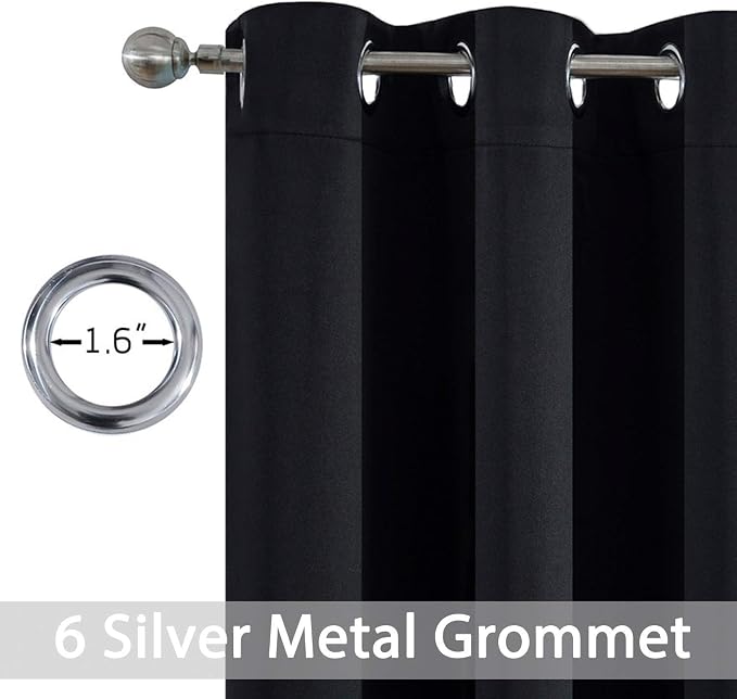 Yakamok Blackout Curtains 38x36 inch Black Thermal Drapes-Kitchen | 2 panels - Image 3