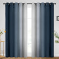 SimpleHome Ombre Navy Blue to Grey White Curtains by SimpleHome