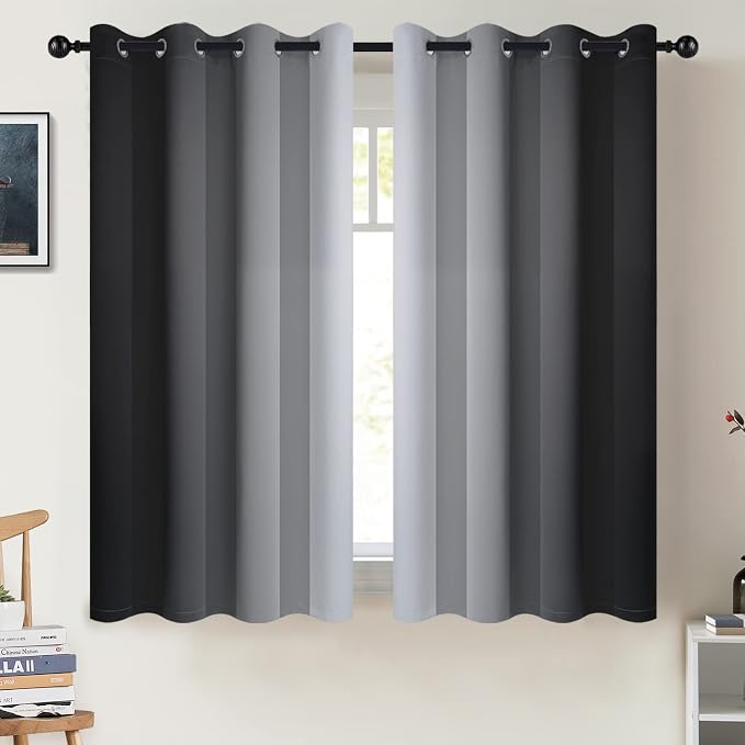 COSVIYA Grommet Ombre Black Room Darkening Curtains 54 inch by COSVIYA