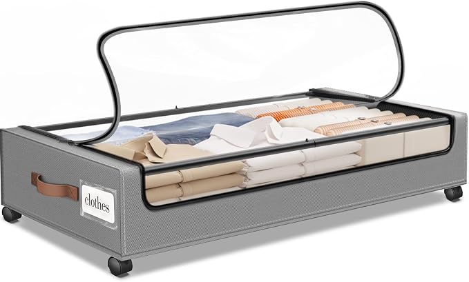 Under Bed Storage with Wheels 1Pack Storage Containers with Clear Window | by SpaceHacks
