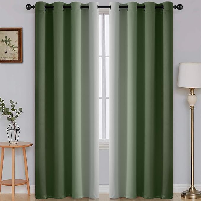 SimpleHome Ombre Sage Green to Grey White Curtains by SimpleHome
