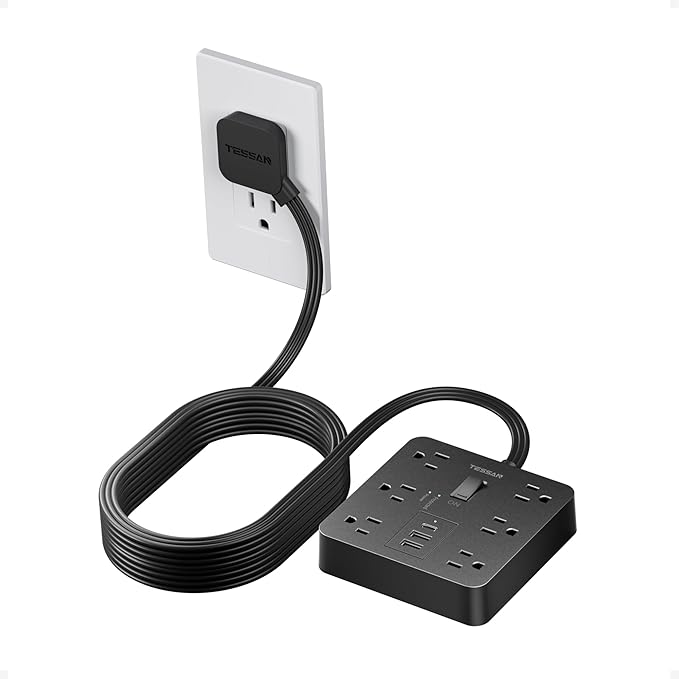 TESSAN 15Ft Black Extension Cord by TESSAN