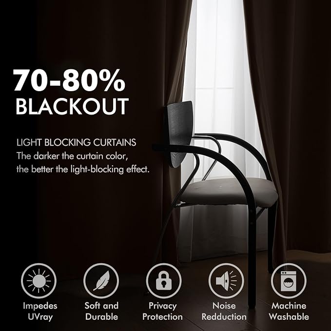 MIULEE Velvet Curtains Brown 52 x 90 Inch Length Set of 2 | Grommet Drapes - Image 5