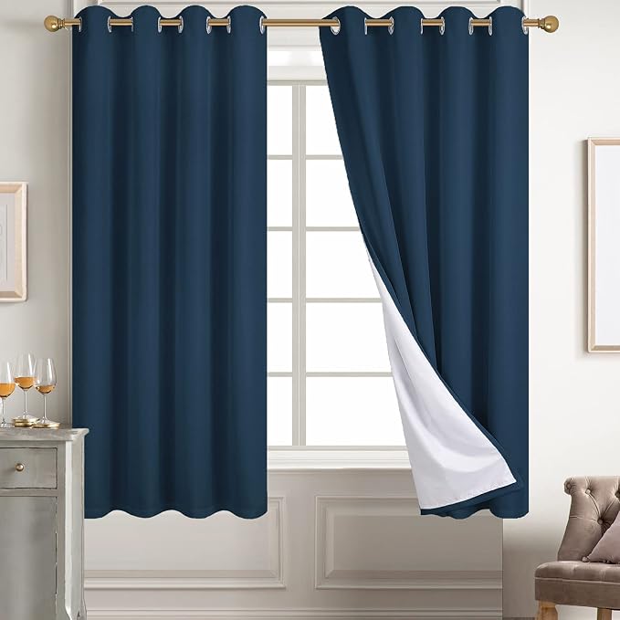 Diraysid 100% Blackout Curtains Navy Blue Linen Curtains by Diraysid%2C+refresh+your+life