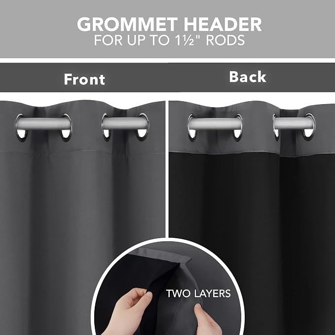 Deconovo 100% Blackout Curtains, Thermal Insulated Window Drapes, Noise - Image 4