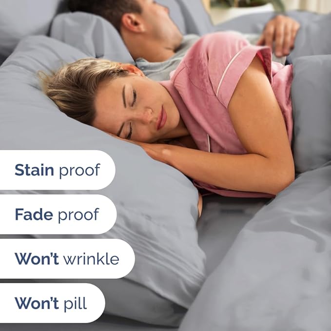 Split Head King Sheet Set – 4 Piece Flex Split Top King Sheets for Adjustable Beds - Fits 14” to 16" Mattress w/ Deep Pockets - Soft, Breathable & Cooling - Luxury Bedding & Wrinkle Free - Steel Blue