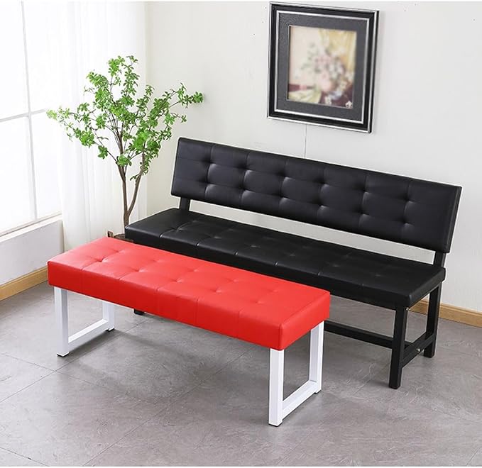 Bench for Bedroom End of Bed Bedside Stool upholstered Sofa backrest Leather - Image 6