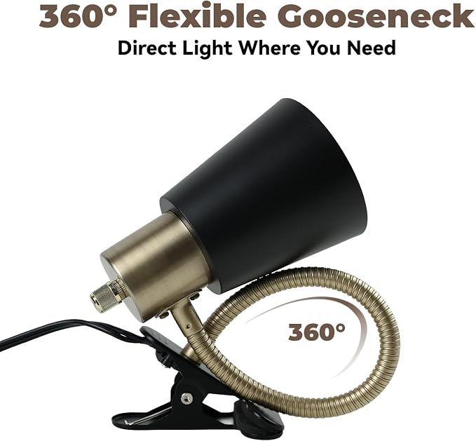 Desk lamp Eye-Caring Table Lamps, 360°Rotation Gooseneck Clip on Lamp Reading - Image 4