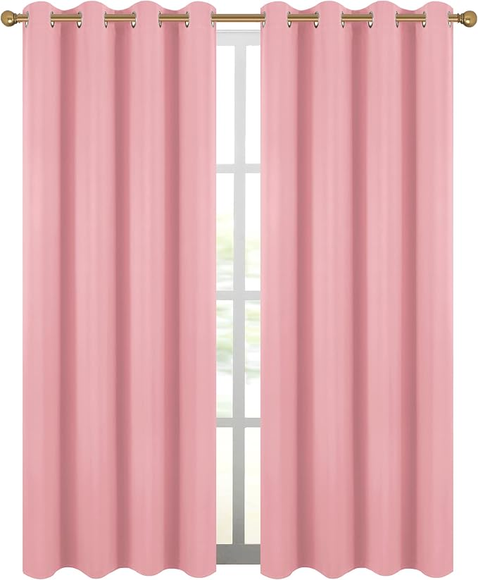 Diraysid Pink Grommet Blackout Curtains - Image 2