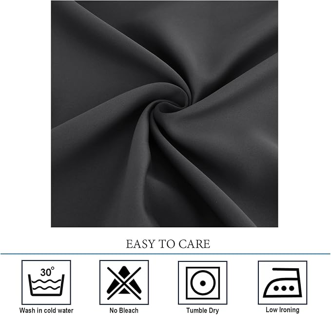 Diraysid Charcoal Grey Grommet Blackout Curtains - Image 4