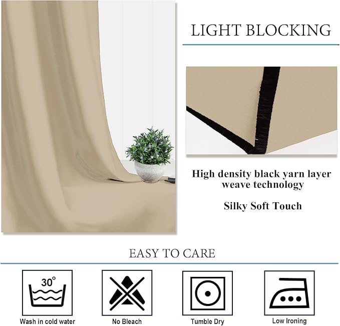 Diraysid Beige Grommet Blackout Curtains - Image 5
