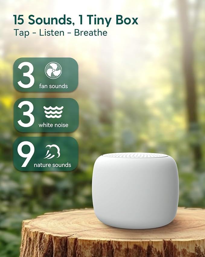 Babelio Portable White Noise Machine + Travel Case in Grey, for Adults Kids Baby
