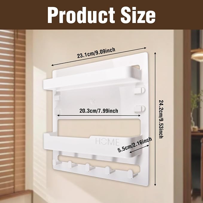 Wall Mount Shelf Organizer, Adhesive Bedside Shelf Accessories - Image 2