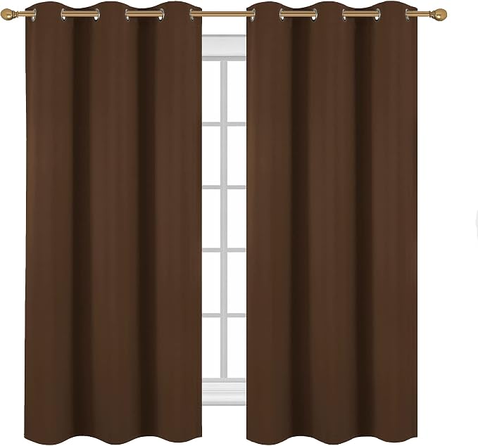 Diraysid Chocolate Brown Grommet Blackout Curtains - Image 2