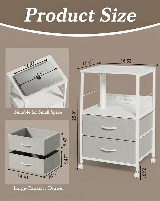 Faesun Swivel Lift Top Nightstand - Image 2