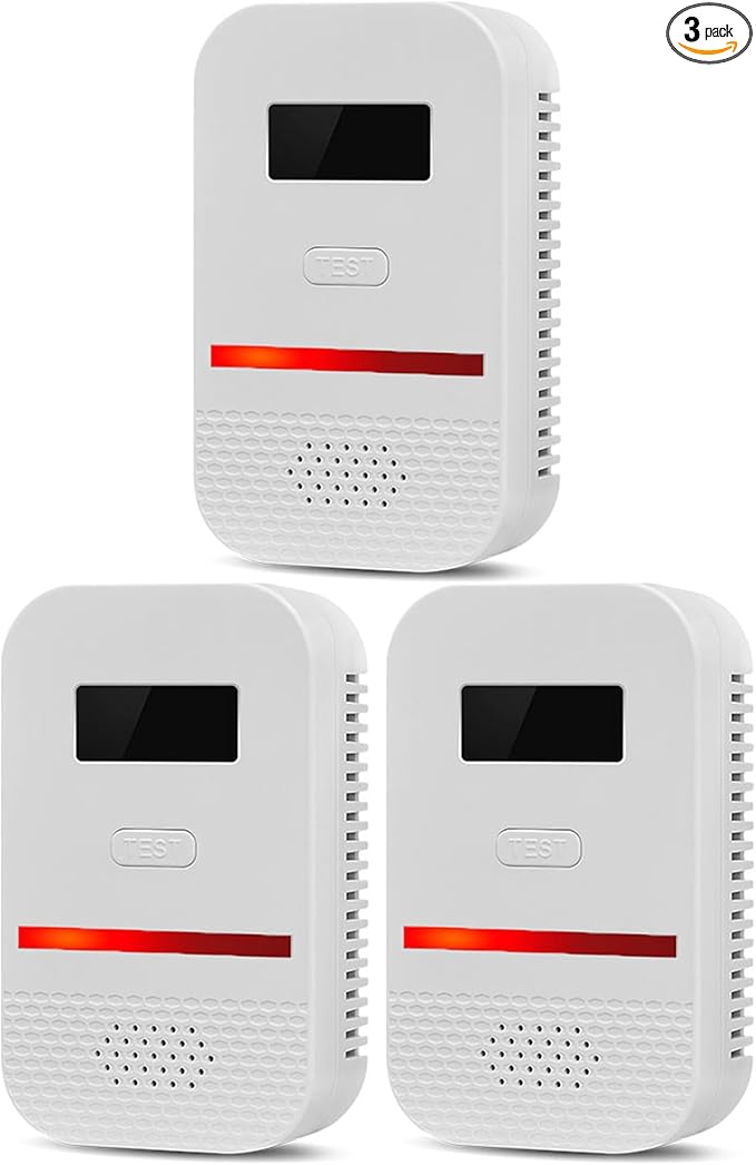 3PCS 2-in-1 Carbon Monoxide and Combustible Gas Detectors Combination, Plug in Co Leak Detector LNG LPG Monitor for Home Travel RV Essentials, Sound Alarm Over 85dB, 50-Feet Detection Range