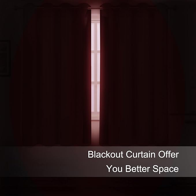 Bright Red Blackout Curtains 66 x 63 Inch Length/Set of 2 Curtain - Image 3
