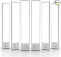 6 Pack Under Cabinet Lighting Wireless, 40 LED Rechargeable Battery Motion Sensor Light Indoor, Stick On Magnetic Closet Lights, Under Counter Lights for Kitchen, Stairs, White 10 in